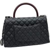 【CHANEL/シャネル】 マトラッセ ココハンドル29 A92991 2WAY ショルダーバッグ 保カード＆シール有 ハンドバッグ 23番台（2016年頃） キャビアスキン/リザード ブラック/シルバー金具 レディース【中古】【真子質店】【BL】【MoKKMo】