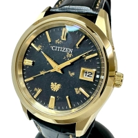 【CITIZEN/シチズン】 ザ・シチズン AQ4103-16E/A060-A1CT402  世界限定350本 エコドライブ 腕時計 チタン/レザー ソーラー 砂子蒔き黒和紙文字盤/黒革ベルト メンズ【中古】【真子質店】【GD】【TMoMox】