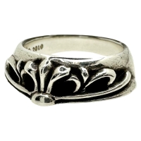 14号【CHROME HEARTS/クロムハーツ】 ハーフクラッシック フローラルクロスリング リング・指輪 シルバー925 8.6g ユニセックス【中古】【真子質店】【BL】【MoMix】