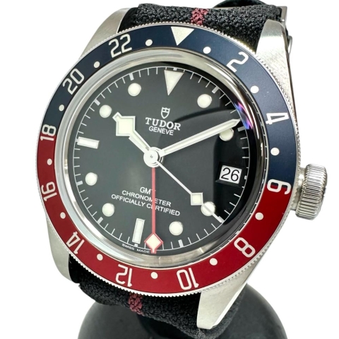 【TUDOR/チューダー/チュードル】 ブラックベイ GMT 79830RB  腕時計 ステンレススチール/ナイロン 自動巻き/オートマ ペプシカラー/赤紺黒/黒文字盤 メンズ【中古】【真子質店】【GD】【MaITD】