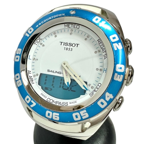 【TISSOT/ティソ】 T-タッチ セーリングパーペチュアル デジタル 腕時計 ステンレススチール/ラバー クオーツ 白文字盤/白ラバーベルト メンズ【中古】【真子質店】【GD】【Txx】