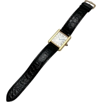 【CARTIER/カルティエ】 タンクソロSM W1018755(2743)  腕時計 K18YGイエローゴールド/レザー/ステンレス クオーツ シルバー文字盤/黒革 レディース【中古】【真子質店】【BL】【DMoxx】