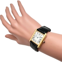 【CARTIER/カルティエ】 タンクソロSM W1018755(2743)  腕時計 K18YGイエローゴールド/レザー/ステンレス クオーツ シルバー文字盤/黒革 レディース【中古】【真子質店】【BL】【DMoxx】