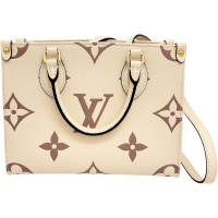 【LOUIS VUITTON/ルイ・ヴィトン】 オンザゴーPM   心斎橋店限定 モノグラムアンプラント M45654 ハンドバッグ クレーム/ボワドローズ レディース【中古】【真子質店】【BL】【MaTxx】