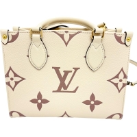 【LOUIS VUITTON/ルイ・ヴィトン】 オンザゴーPM   心斎橋店限定 モノグラムアンプラント M45654 ハンドバッグ クレーム/ボワドローズ レディース【中古】【真子質店】【BL】【MaTxx】