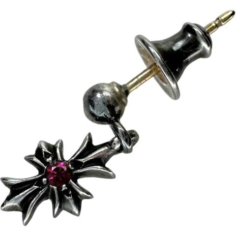 【CHROME HEARTS/クロムハーツ】 ルビー ピアス タイニーE CHプラスドロップ シルバー925/14K 1.1g ユニセックス【中古】【真子質店】【BL】【YYx】