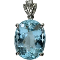 アクアマリン 7.23ct ダイヤモンド 0.045ct ペンダントトップ Pt900プラチナ 3.5g レディース【中古】【真子質店】【NN】【MiTMo】