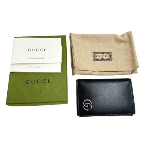 【GUCCI/グッチ】 547075 GGマーモント カードケース レザー ブラック メンズ【中古】【真子質店】【GD】【Ixx】