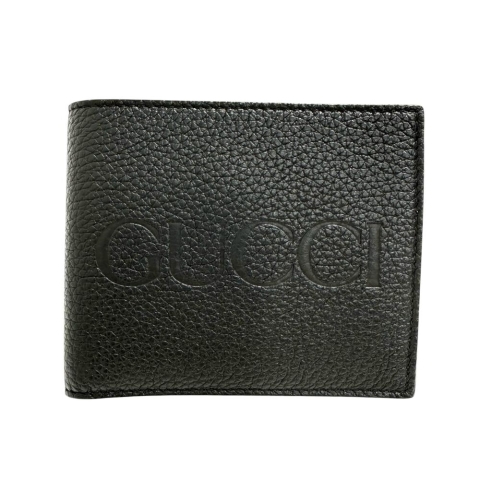 【GUCCI/グッチ】 658681 ロゴ コインウォレット  二つ折り財布 レザー ブラック メンズ【中古】【真子質店】【BL】【TMox】