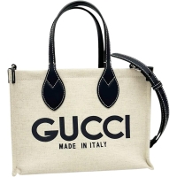 【GUCCI/グッチ】 GUCCIプリント ミニ 772144 2WAYショルダーバッグ  ハンドバッグ コットンリネン/レザー ベージュ/ネイビー レディース【中古】【真子質店】【BL】【IIDD】