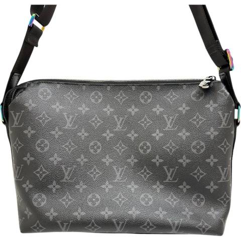 【LOUIS VUITTON/ルイ・ヴィトン】 フラッシュアポロ メッセンジャーMM モノグラム エクリプスフラッシュ LV×Fragment ショルダーバッグ 黒革 メンズ【中古】【真子質店】【BL】【IMiTY】