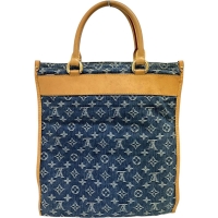 【LOUIS VUITTON/ルイ・ヴィトン】 フラットショッパー M95018 トートバッグ モノグラムデニム/ヌメ革 青/茶革/ゴールド金具 レディース【中古】【真子質店】【BL】【IDxx】