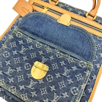 【LOUIS VUITTON/ルイ・ヴィトン】 フラットショッパー M95018 トートバッグ モノグラムデニム/ヌメ革 青/茶革/ゴールド金具 レディース【中古】【真子質店】【BL】【IDxx】