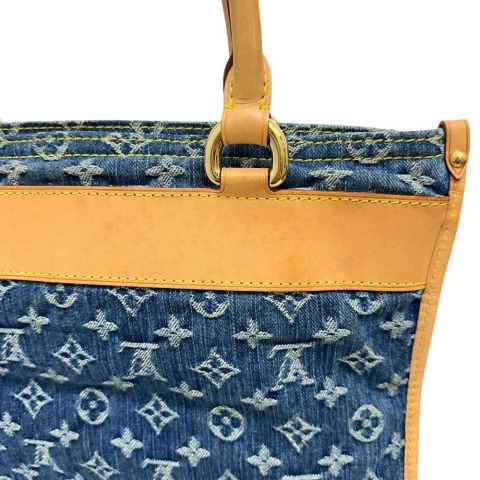 【LOUIS VUITTON/ルイ・ヴィトン】 フラットショッパー M95018 トートバッグ モノグラムデニム/ヌメ革 青/茶革/ゴールド金具 レディース【中古】【真子質店】【BL】【IDxx】