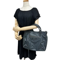 【BALENCIAGA/バレンシアガ】 クラシック ヴェロ  235216  2WAYバッグ ハンドバッグ レザー ブルーグレー革 レディース【中古】【真子質店】【BL】【KST】