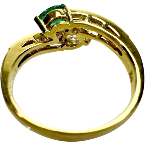 16号 エメラルド 0.41ct ダイヤモンド 0.80ct リング・指輪 K18ゴールド 18金 5.5g レディース【中古】【真子質店】【NN】【IIxx】