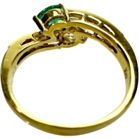 16号 エメラルド 0.41ct ダイヤモンド 0.80ct リング・指輪 K18ゴールド 18金 5.5g レディース【中古】【真子質店】【NN】【IIxx】