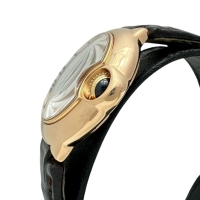 【CARTIER/カルティエ】 W6900256 バロンブルー　28mm 腕時計/レザー/PG クオーツ 銀文字盤/茶革ベルト レディース【中古】【真子質店】【BL】【MoMoMoMo】