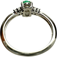 8号 エメラルドキャッツアイ 0.50ct ダイヤモンド 0.05ct リング・指輪 Pt950プラチナ 3.7g レディース【中古】【真子質店】【NN】【TMaI】