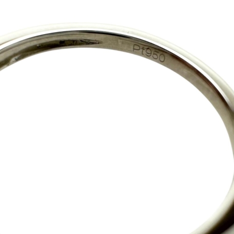 8号 エメラルドキャッツアイ 0.50ct ダイヤモンド 0.05ct リング・指輪 Pt950プラチナ 3.7g レディース【中古】【真子質店】【NN】【TMaI】
