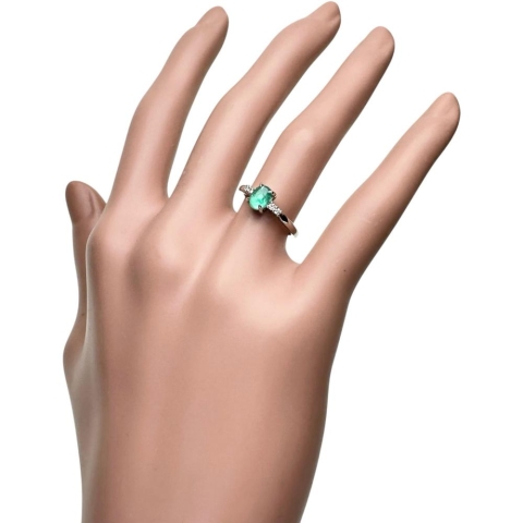 8号 エメラルドキャッツアイ 0.50ct ダイヤモンド 0.05ct リング・指輪 Pt950プラチナ 3.7g レディース【中古】【真子質店】【NN】【TMaI】