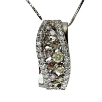 マルチカラー ダイヤモンド 1.00ct ネックレス K18WGホワイトゴールド 18金 5.8g 45cm レディース【中古】【真子質店】【NN】【MiMix】