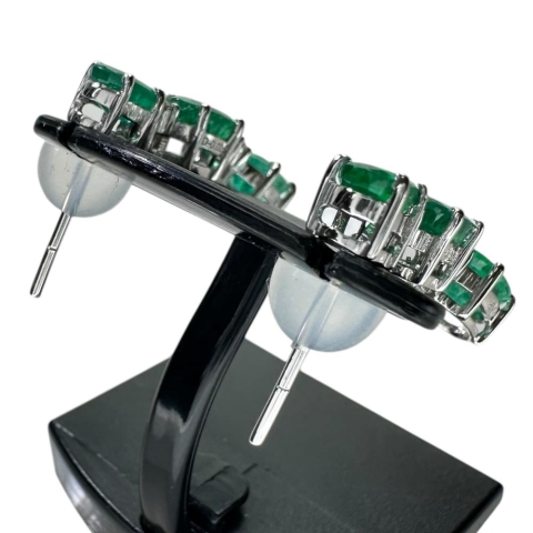 エメラルド 1.54/1.54ct ダイヤモンド 0.02/0.02ct ピアス K18WGホワイトゴールド 18金 3.1g レディース【中古】【真子質店】【NN】【IMaMox】