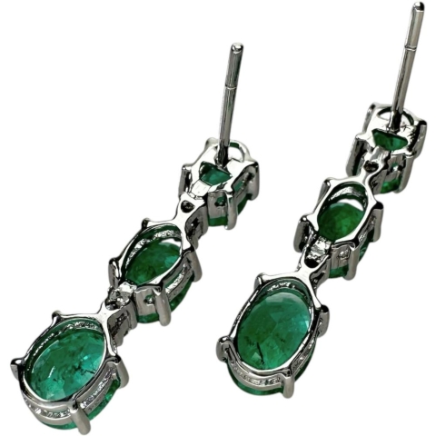 エメラルド 1.54/1.54ct ダイヤモンド 0.02/0.02ct ピアス K18WGホワイトゴールド 18金 3.1g レディース【中古】【真子質店】【NN】【IMaMox】