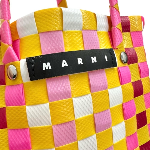 【MARNI/マルニ】 マイクロバスケットバッグ かごバッグ ハンドバッグ/ポリプロピレン イエロー/ピンク/マルチカラー レディース【中古】【真子質店】【BL】【IMaT】