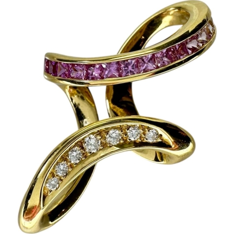 【Jeunet/ジュネ】 カラーグラデーションピンクサファイア 0.89ct ダイヤモンド 0.12ct ペンダントトップ K18ゴールド 18金 8.2g レディース【中古】【真子質店】【NN】【IxKMi】