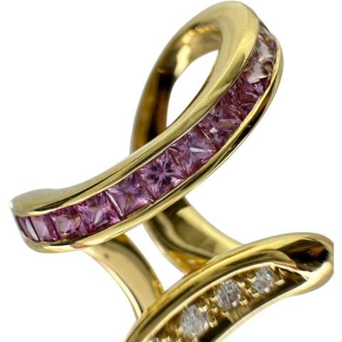 【Jeunet/ジュネ】 カラーグラデーションピンクサファイア 0.89ct ダイヤモンド 0.12ct ペンダントトップ K18ゴールド 18金 8.2g レディース【中古】【真子質店】【NN】【IxKMi】