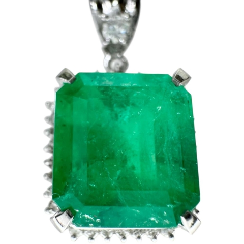 エメラルド 5.62ct ダイヤモンド 0.34ct ペンダントトップ Pt850プラチナ/（金性分析済み） 10.0g レディース【中古】【真子質店】【NN】【TYKMa】