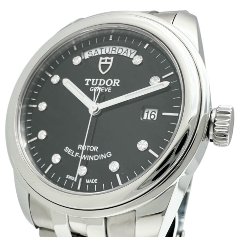 【TUDOR/チューダー/チュードル】 グラマー ダイヤ10Pインデックス 56000 腕時計 ステンレススチール 自動巻き/オートマ ブラック文字盤 メンズ【中古】【真子質店】【GD】【TxTS】
