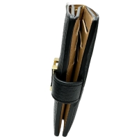 【LOUIS VUITTON/ルイ・ヴィトン】 ヴェルティカル ウォレット コンパクト M81561 二つ折り財布 レザー ブラック革/ゴールド金具 レディース【中古】【真子質店】【BL】【DYx】