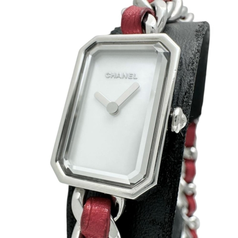 【CHANEL/シャネル】 プルミエール ロック H5313 限定1000本 腕時計 ステンレススチール/シェル クオーツ ホワイトシェル文字盤/赤革ベルト レディース【中古】【真子質店】【GD】【TxMoK】