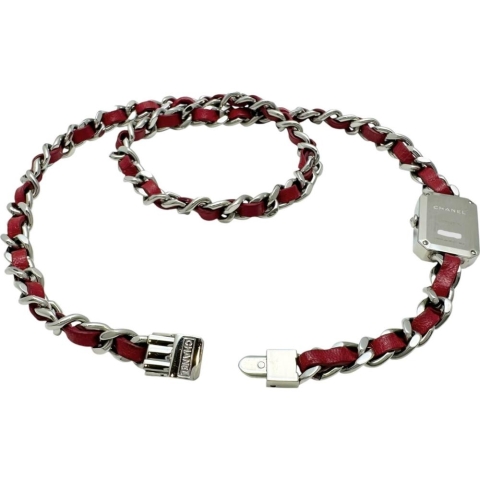 【CHANEL/シャネル】 プルミエール ロック H5313 限定1000本 腕時計 ステンレススチール/シェル クオーツ ホワイトシェル文字盤/赤革ベルト レディース【中古】【真子質店】【GD】【TxMoK】