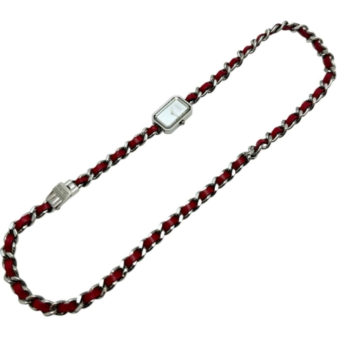 【CHANEL/シャネル】 プルミエール ロック H5313 限定1000本 腕時計 ステンレススチール/シェル クオーツ ホワイトシェル文字盤/赤革ベルト レディース【中古】【真子質店】【GD】【TxMoK】
