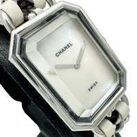 【CHANEL/シャネル】 プルミエールL H1639 電池交換済 腕時計 ステンレススチール/レザー クオーツ シェル文字盤/ホワイト革ベルト レディース【中古】【真子質店】【GD】【IKxMo】
