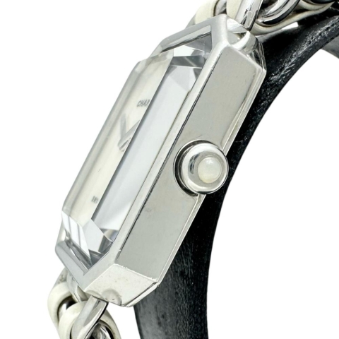 【CHANEL/シャネル】 プルミエールL H1639 電池交換済 腕時計 ステンレススチール/レザー クオーツ シェル文字盤/ホワイト革ベルト レディース【中古】【真子質店】【GD】【IKxMo】
