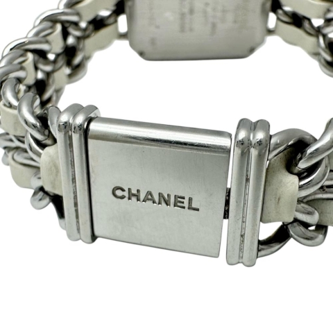 【CHANEL/シャネル】 プルミエールL H1639 電池交換済 腕時計 ステンレススチール/レザー クオーツ シェル文字盤/ホワイト革ベルト レディース【中古】【真子質店】【GD】【IKxMo】