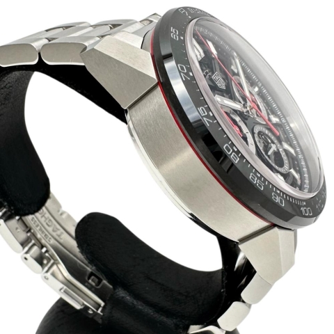 【TAG HEUER/タグホイヤー】 カレラ CBG2010 ホイヤー02 スケルトン 腕時計 ステンレススチール 自動巻き/オートマ 黒文字盤/銀ベルト メンズ【中古】【真子質店】【GD】【TSKx】