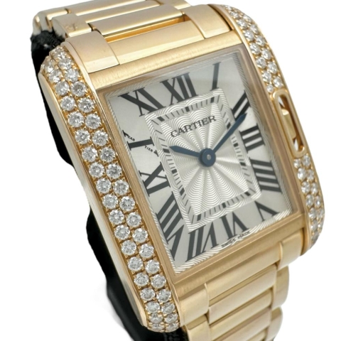 【CARTIER/カルティエ】 タンクアングレーズSM WT100002 腕時計 K18PGピンクゴールド クオーツ シルバー文字盤 レディース【中古】【真子質店】【BL】【TxTDx】