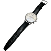 【IWC/インターナショナルウォッチカンパニー】 ポルトギーゼ クロノ IW371401 腕時計 ステンレススチール/レザー 自動巻き/オートマ 銀文字盤/黒革 メンズ【中古】【真子質店】【BL】【MaKMiD】
