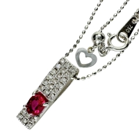 ルビー 0.26ct ダイヤモンド 0.17ct ネックレス K18WGホワイトゴールド 18金 2.8g 45cm レディース【中古】【真子質店】【NN】【DDx】