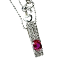 ルビー 0.26ct ダイヤモンド 0.17ct ネックレス K18WGホワイトゴールド 18金 2.8g 45cm レディース【中古】【真子質店】【NN】【DDx】