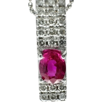 ルビー 0.26ct ダイヤモンド 0.17ct ネックレス K18WGホワイトゴールド 18金 2.8g 45cm レディース【中古】【真子質店】【NN】【DDx】
