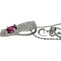 ルビー 0.26ct ダイヤモンド 0.17ct ネックレス K18WGホワイトゴールド 18金 2.8g 45cm レディース【中古】【真子質店】【NN】【DDx】