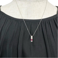 ルビー 0.26ct ダイヤモンド 0.17ct ネックレス K18WGホワイトゴールド 18金 2.8g 45cm レディース【中古】【真子質店】【NN】【DDx】