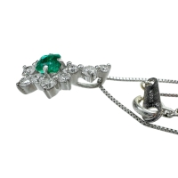 エメラルド 0.276ct ダイヤモンド 0.31ct ネックレス K18WGホワイトゴールド 18金 2.7g 50cm レディース【中古】【真子質店】【NN】【DMiD】