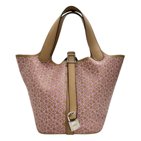 【HERMES/エルメス】 ピコタンロックPM ラッキーデイジー ハンドバッグ レザー ブラウン/ピンク レディース【中古】【真子質店】【BL】【MaMoTx】